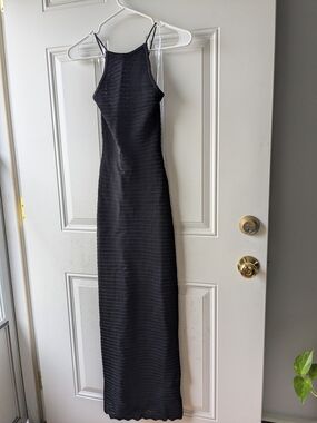 Windsor Black Ribbed Maxi Dress with Spaghetti Straps